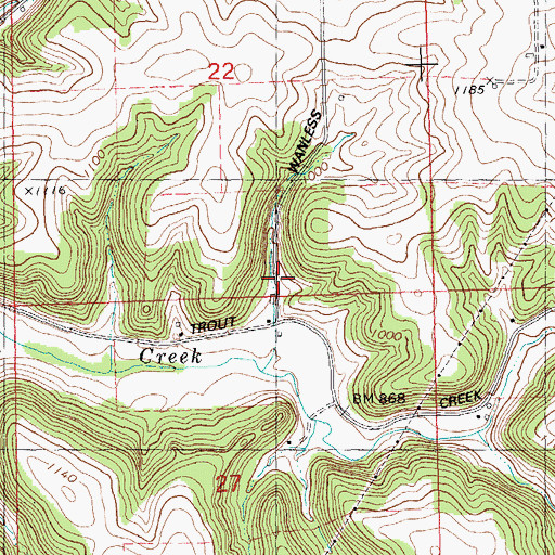 Topographic Map of Trout Creek School (historical), WI
