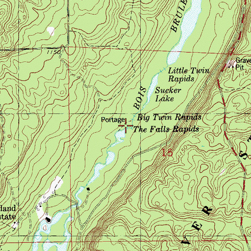 Topographic Map of The Falls Rapids, WI