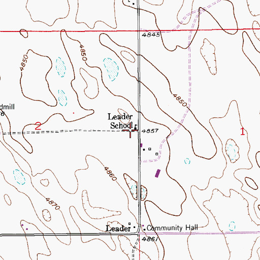 Topographic Map of Leader School, CO