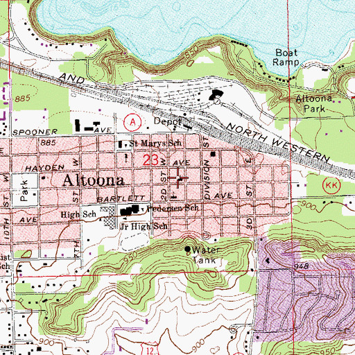 Topographic Map of Altoona United Methodist Church, WI