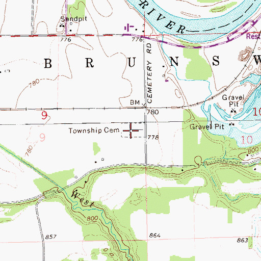 Topographic Map of Brunswick Cemetery, WI