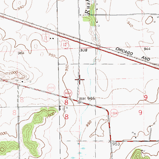 Topographic Map of Green Meadow School (historical), WI