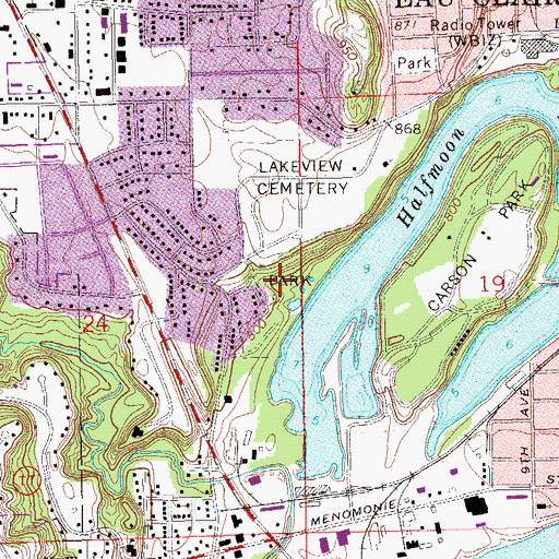 Topographic Map of Rod and Gun Park, WI