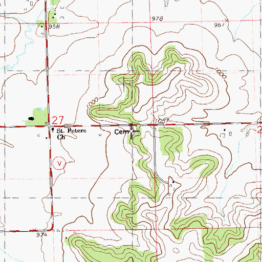 Topographic Map of Saint Peter Cemetery, WI