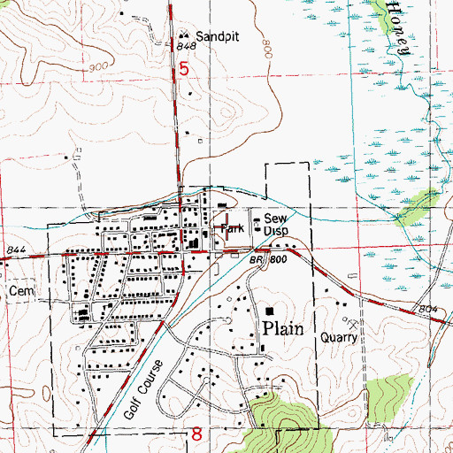 Topographic Map of Plain Municipal Park, WI