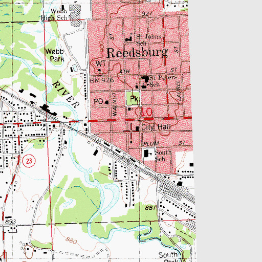 Topographic Map of Reedsburg Public Library, WI