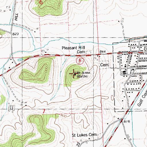 Topographic Map of Saint Anns Shrine, WI