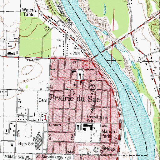 Topographic Map of Saint James Evangelical Lutheran Church, WI