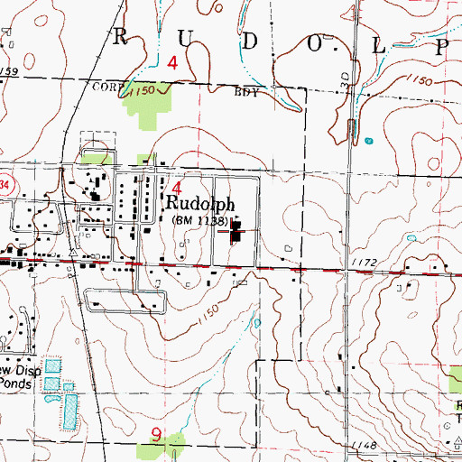 Topographic Map of Rudolph Elementary School, WI
