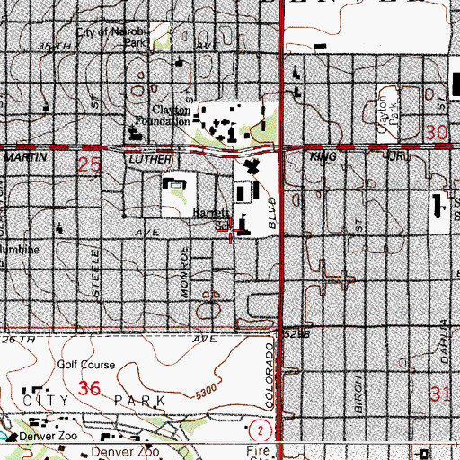 Topographic Map of Barrett Elementary School, CO