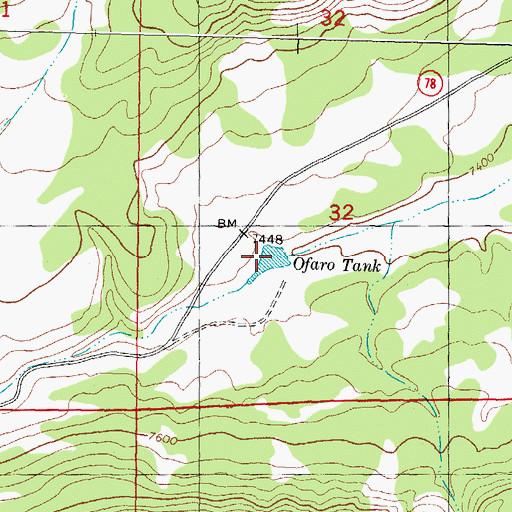 Topographic Map of Ofaro Tank, NM