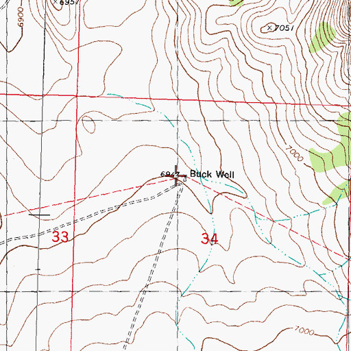 Topographic Map of Buck Well, NM