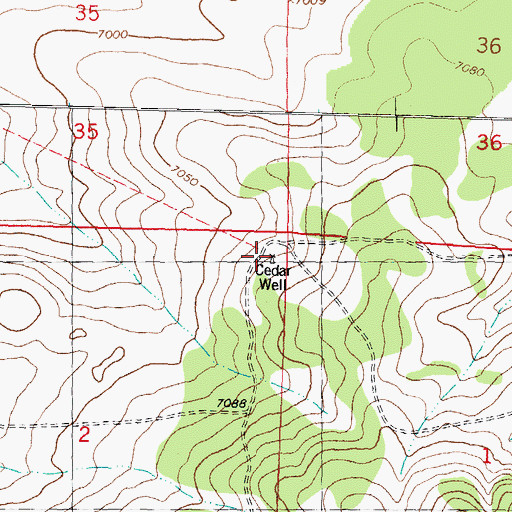 Topographic Map of Cedar Well, NM