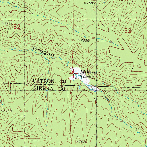 Topographic Map of Miners Tanks, NM