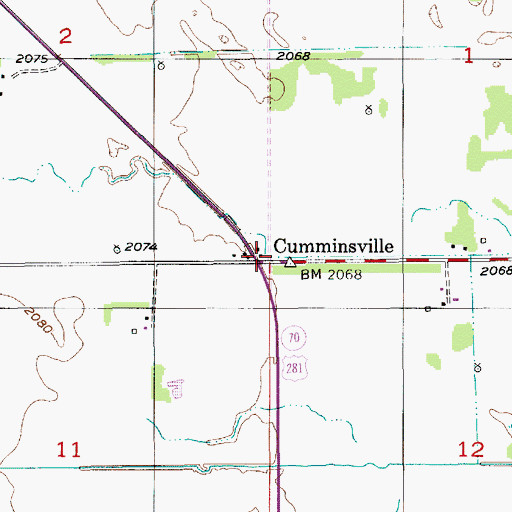 Topographic Map of Cummunsville Post Office (historical), NE
