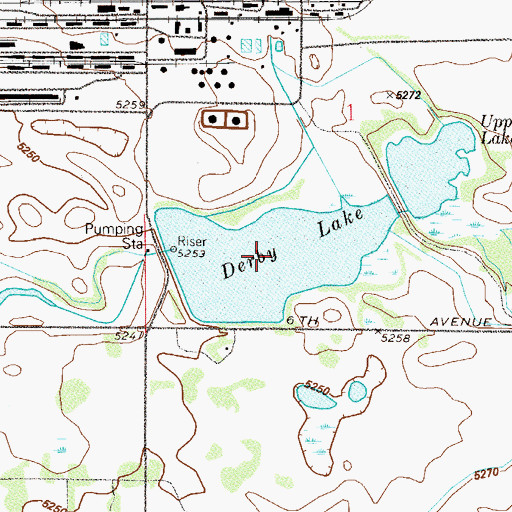 Topographic Map of Derby Lake, CO