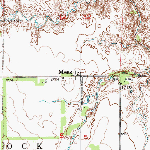 Topographic Map of Meek Public School, NE