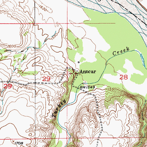 Topographic Map of Anncar Post Office (historical), NE