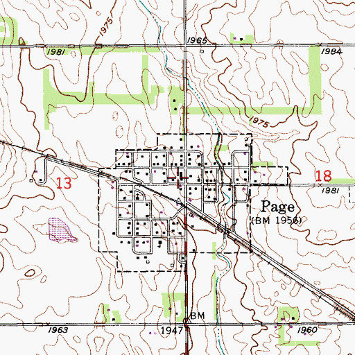 Topographic Map of Page Post Office, NE
