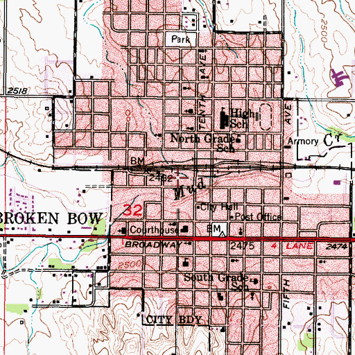 Topographic Map of Custer County Sheriff's Office, NE