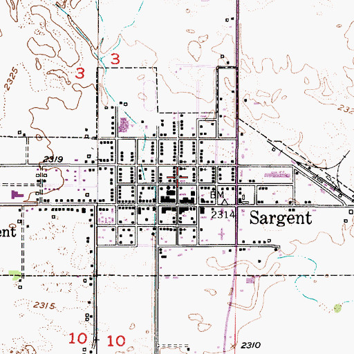 Topographic Map of Sargent Volunteer Fire Department, NE
