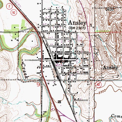 Topographic Map of Ansley City Park, NE