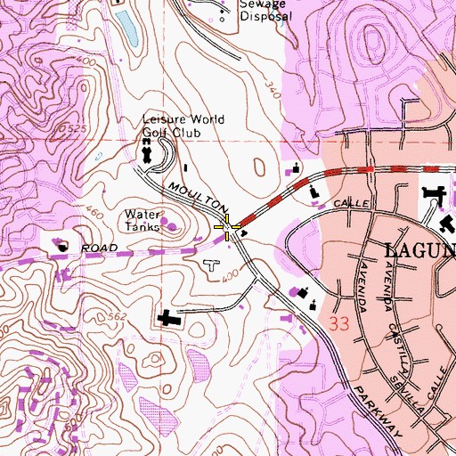 Topographic Map of Laguna Woods, CA