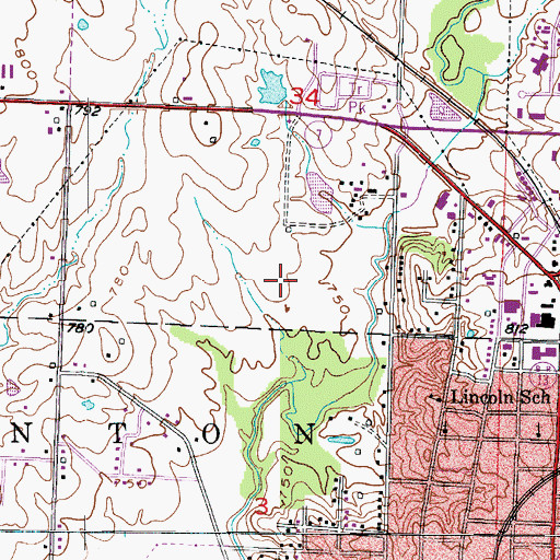 Topographic Map of Rives County (historical), MO