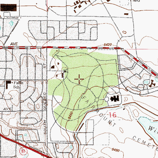 Topographic Map of Fairmount Cemetery, CO