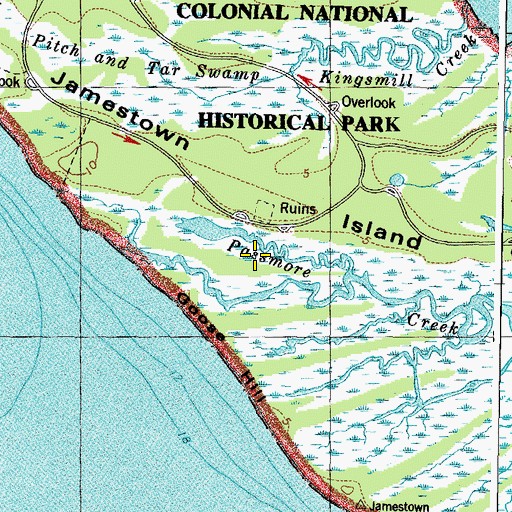 Topographic Map of Fox Island, VA