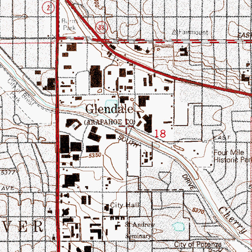 Topographic Map of Glendale, CO