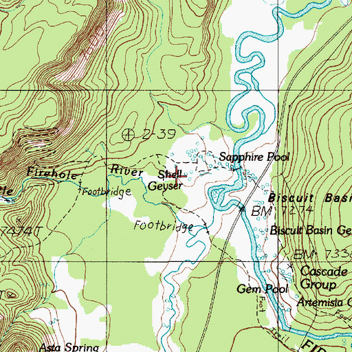 Topographic Map of Shell Geyser, WY