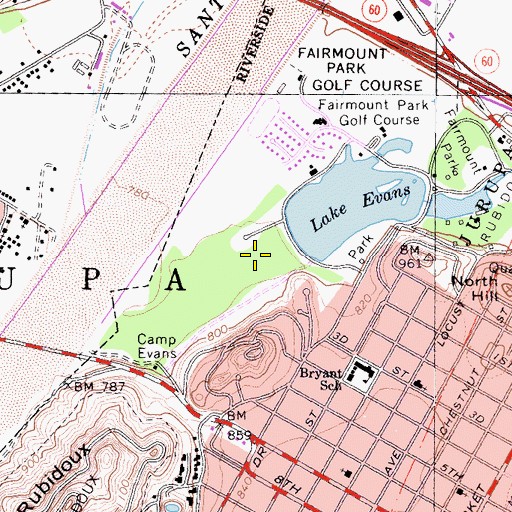 Topographic Map of Fairmount Park, CA