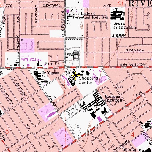 Topographic Map of Hardman Shopping Center, CA