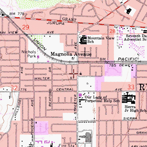 Topographic Map of New Jerusalem Foursquare Church, CA