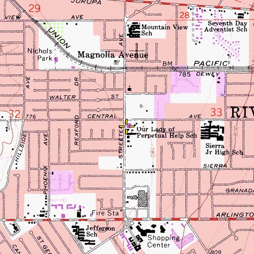 Topographic Map of Our Lady of Perpetual Help Church, CA