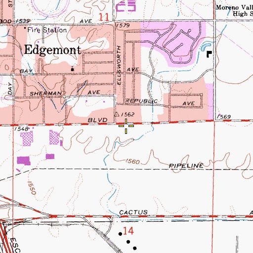 Topographic Map of Trinity Baptist Church, CA