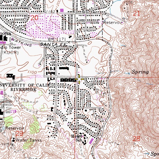 Topographic Map of University Village Shopping Center, CA