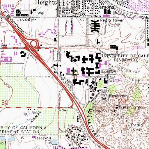 Topographic Map of Watkins Hall, CA