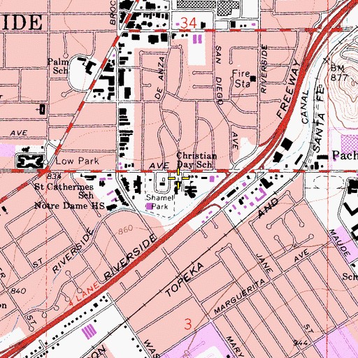 Topographic Map of Fellowship Baptist Church, CA