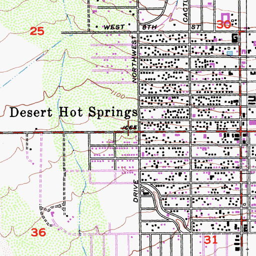 Topographic Map of Desert Hot Springs Chamber of Commerce, CA