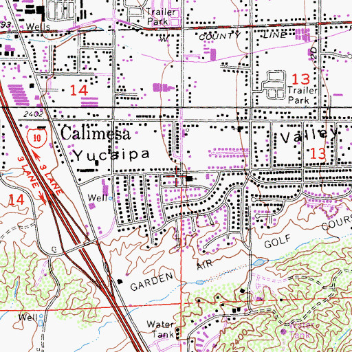 Topographic Map of Calvary Baptist Church, CA