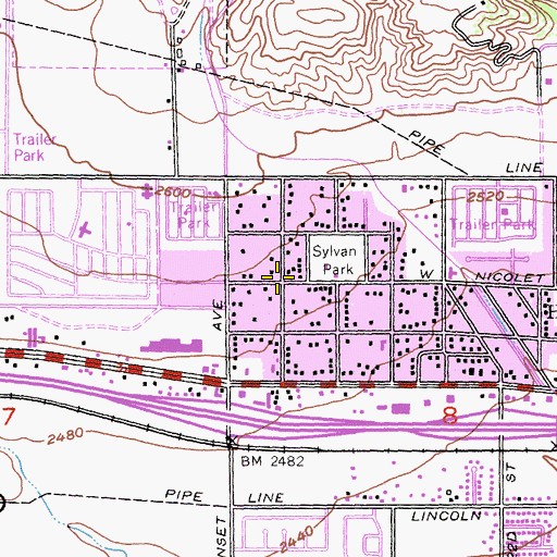 Topographic Map of Church of Christ, CA