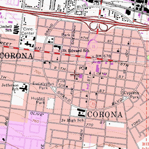Topographic Map of Corona Regional Medical Center, CA