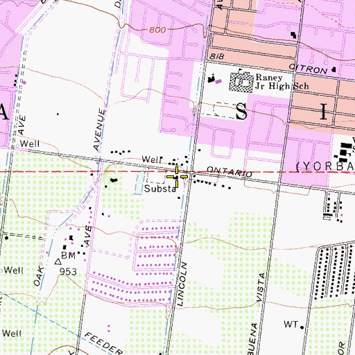 Topographic Map of Faith Baptist Church, CA