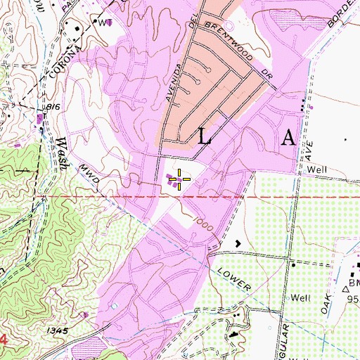 Topographic Map of John Adams Elementary School, CA