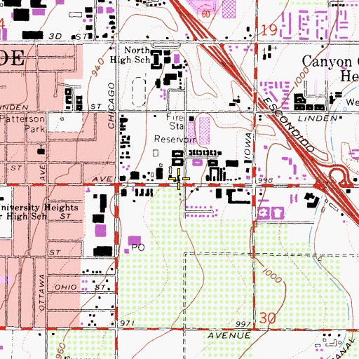 Topographic Map of University Center Shopping Center, CA