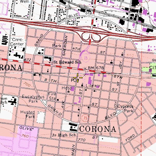Topographic Map of Four Square Gospel Church (historical), CA