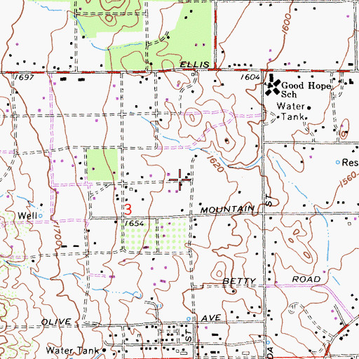 Topographic Map of Higher Ground Baptist Church, CA