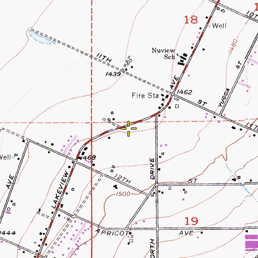 Topographic Map of Nuevo Post Office, CA